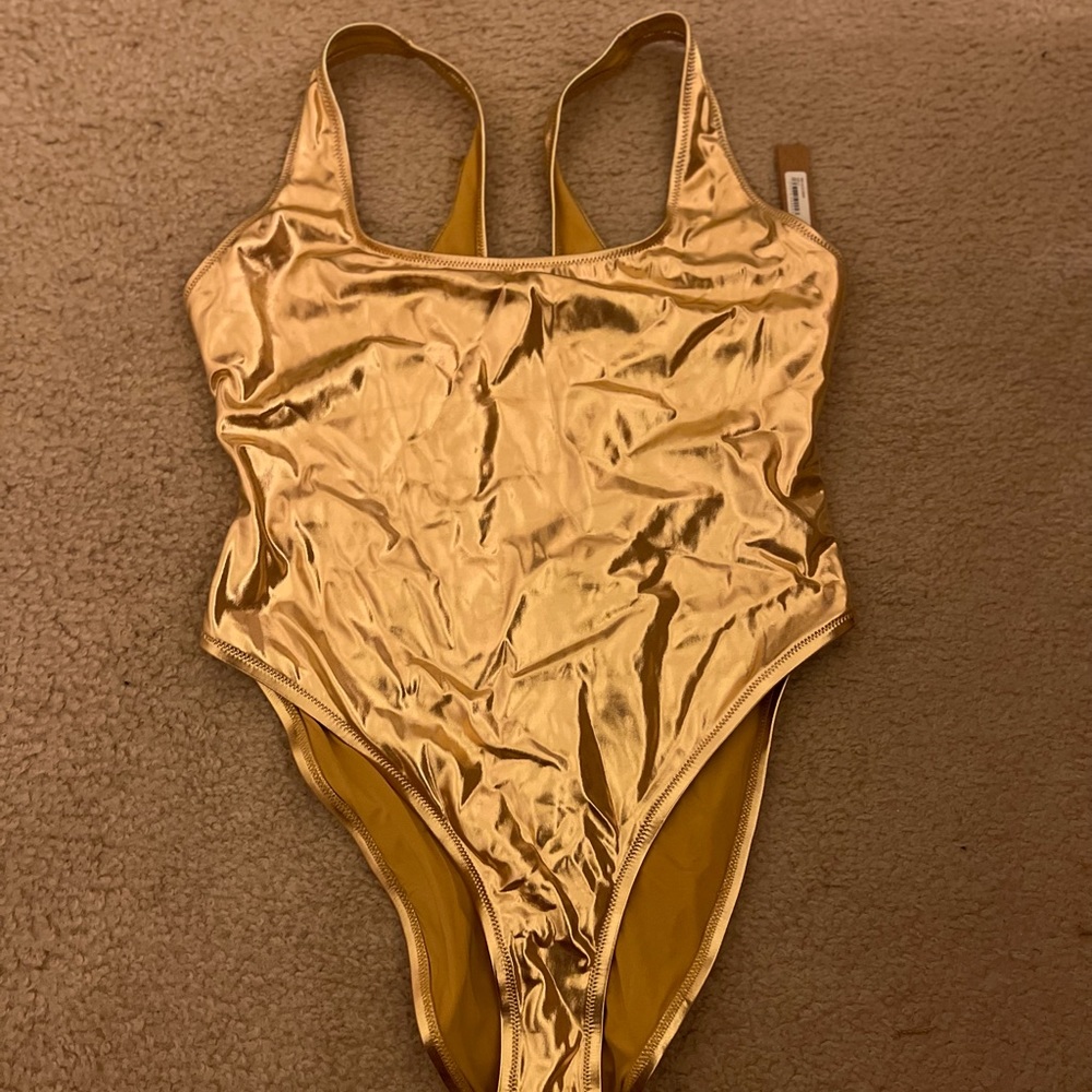 Skims Metallic Gold One Piece Swimsuit